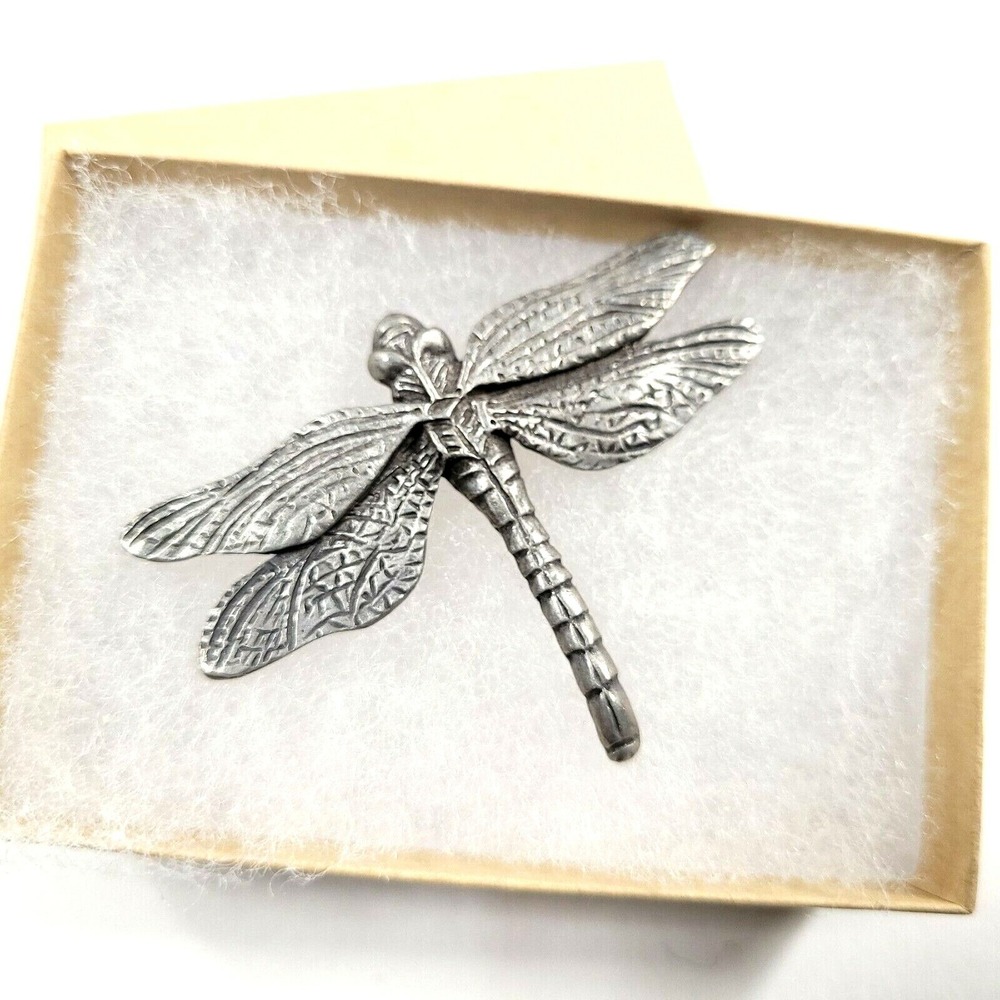 Libelula SEAGULL Pewter DRAGONFLY Brooch Pin Made in Canada